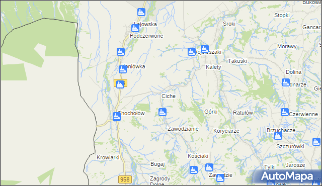 mapa Ciche gmina Czarny Dunajec, Ciche gmina Czarny Dunajec na mapie Targeo