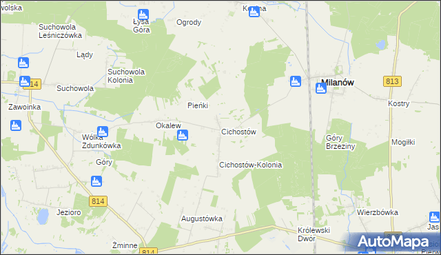 mapa Cichostów, Cichostów na mapie Targeo