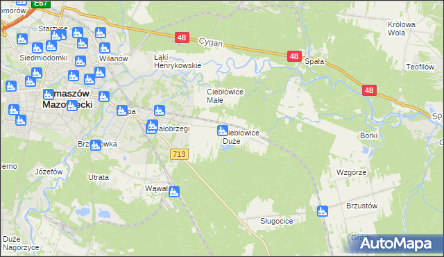 mapa Ciebłowice Duże, Ciebłowice Duże na mapie Targeo