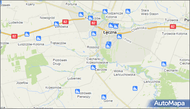 mapa Ciechanki Łęczyńskie, Ciechanki Łęczyńskie na mapie Targeo