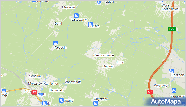 mapa Ciechostowice, Ciechostowice na mapie Targeo