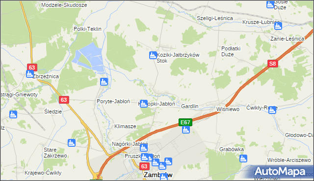 mapa Cieciorki, Cieciorki na mapie Targeo