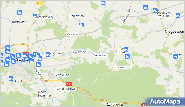 mapa Cieciszów, Cieciszów na mapie Targeo