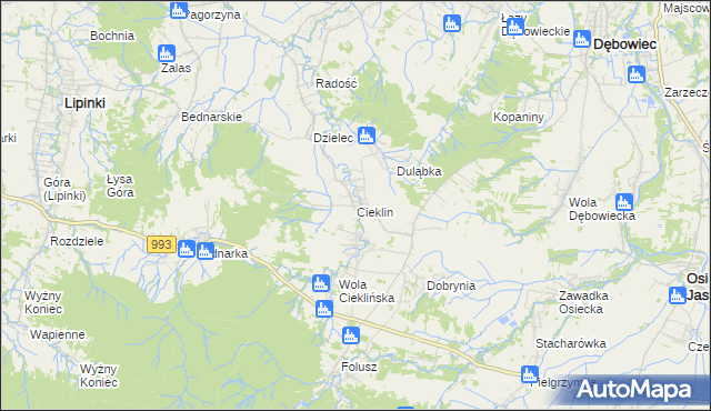 mapa Cieklin, Cieklin na mapie Targeo