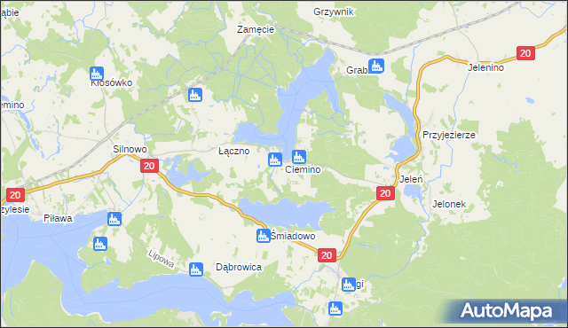 mapa Ciemino gmina Borne Sulinowo, Ciemino gmina Borne Sulinowo na mapie Targeo