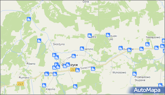 mapa Ciemino gmina Główczyce, Ciemino gmina Główczyce na mapie Targeo