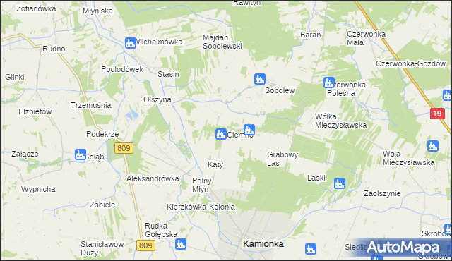 mapa Ciemno gmina Kamionka, Ciemno gmina Kamionka na mapie Targeo