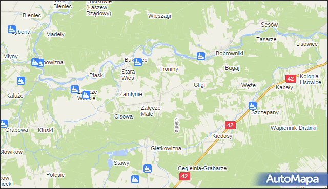 mapa Cieśle gmina Pątnów, Cieśle gmina Pątnów na mapie Targeo