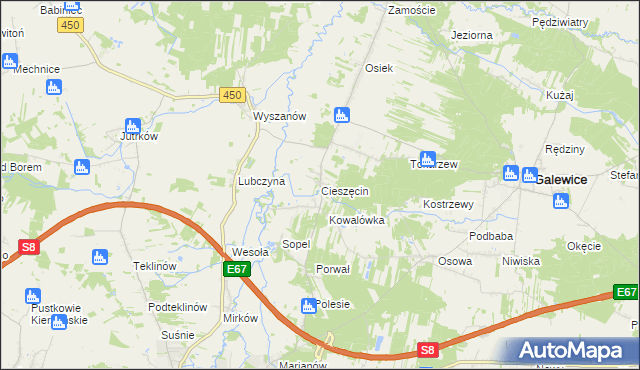 mapa Cieszęcin, Cieszęcin na mapie Targeo