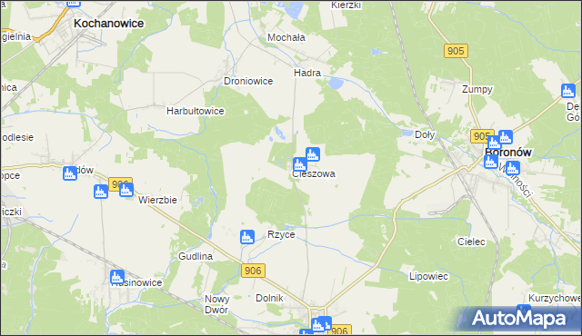 mapa Cieszowa, Cieszowa na mapie Targeo