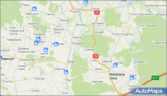 mapa Ciosowa, Ciosowa na mapie Targeo