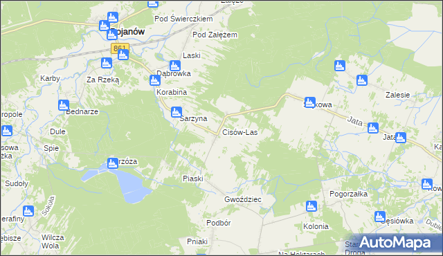 mapa Cisów-Las, Cisów-Las na mapie Targeo