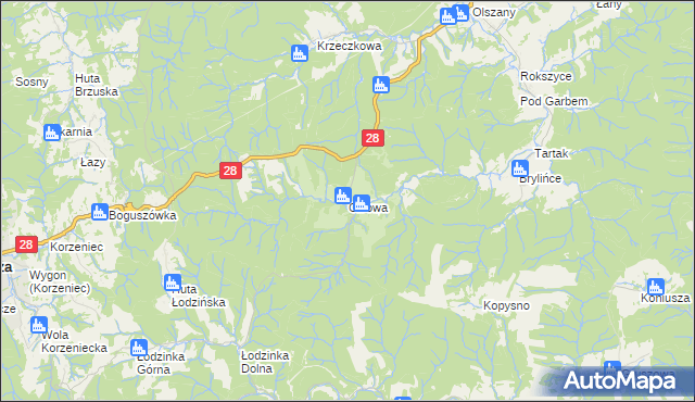 mapa Cisowa gmina Krasiczyn, Cisowa gmina Krasiczyn na mapie Targeo