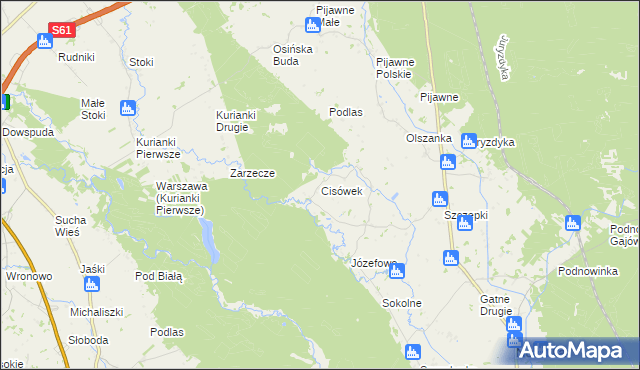 mapa Cisówek gmina Nowinka, Cisówek gmina Nowinka na mapie Targeo