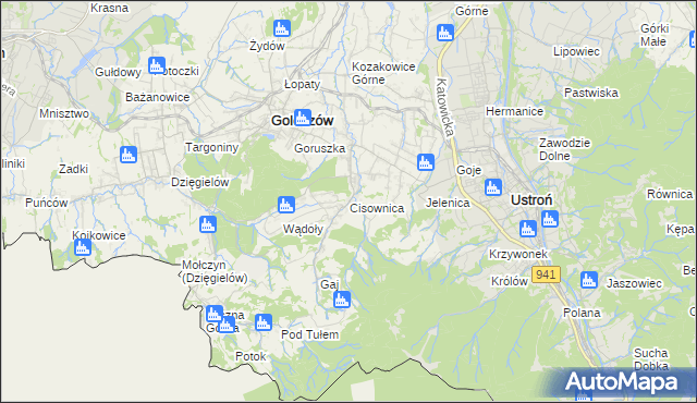 mapa Cisownica, Cisownica na mapie Targeo