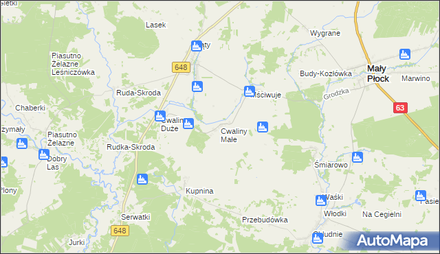 mapa Cwaliny Małe, Cwaliny Małe na mapie Targeo