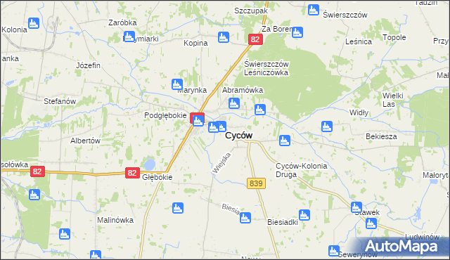 mapa Cyców, Cyców na mapie Targeo