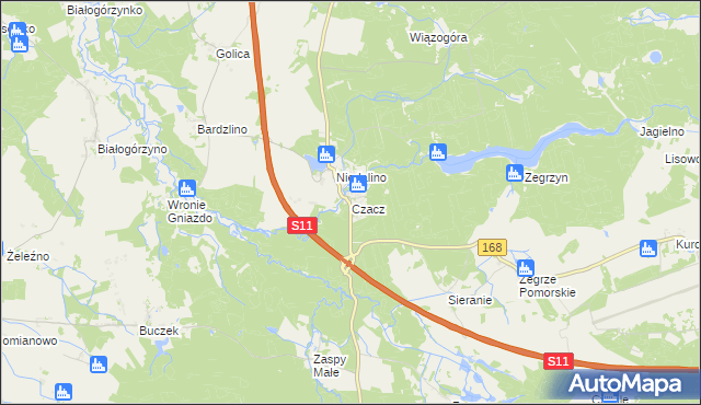 mapa Czacz gmina Świeszyno, Czacz gmina Świeszyno na mapie Targeo