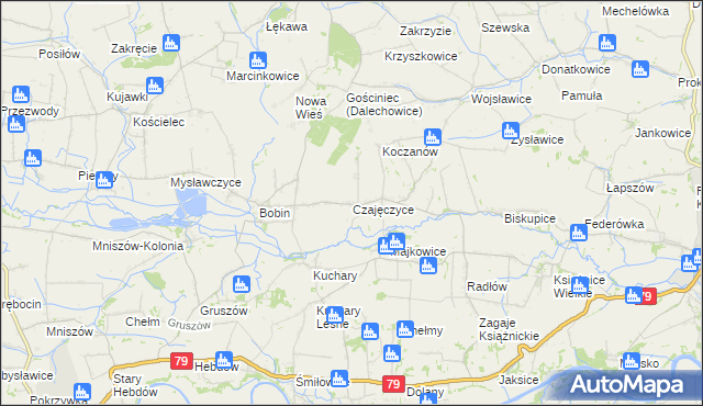 mapa Czajęczyce, Czajęczyce na mapie Targeo