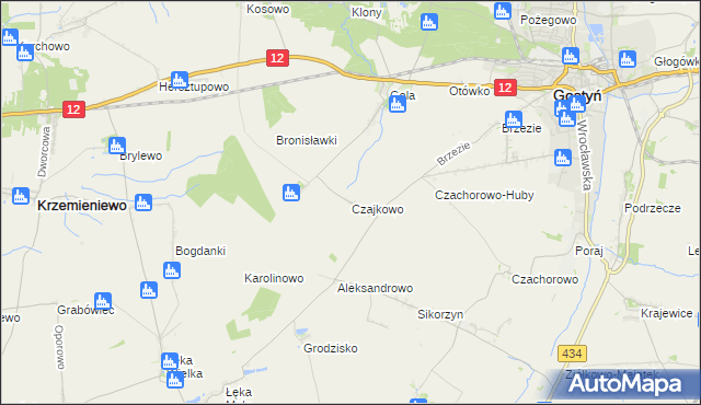 mapa Czajkowo gmina Gostyń, Czajkowo gmina Gostyń na mapie Targeo