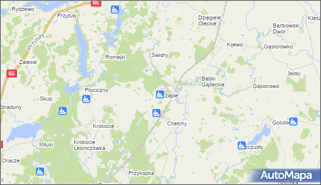 mapa Czaple gmina Ełk, Czaple gmina Ełk na mapie Targeo