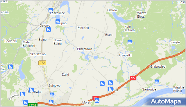 mapa Czaple gmina Świecie, Czaple gmina Świecie na mapie Targeo