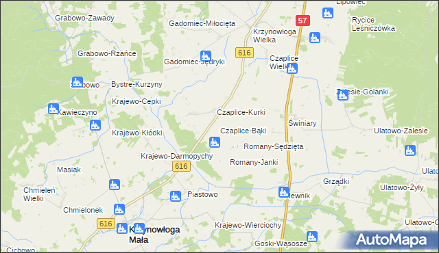 mapa Czaplice-Bąki, Czaplice-Bąki na mapie Targeo