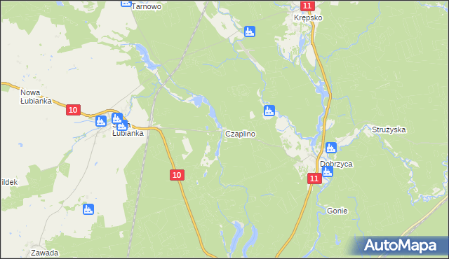 mapa Czaplino gmina Szydłowo, Czaplino gmina Szydłowo na mapie Targeo