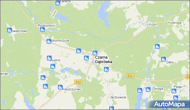 mapa Czarna Dąbrówka powiat bytowski, Czarna Dąbrówka powiat bytowski na mapie Targeo