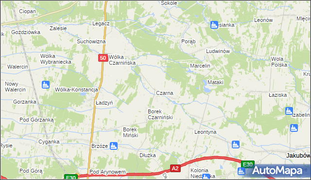 mapa Czarna gmina Stanisławów, Czarna gmina Stanisławów na mapie Targeo