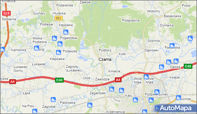 mapa Czarna powiat łańcucki, Czarna powiat łańcucki na mapie Targeo