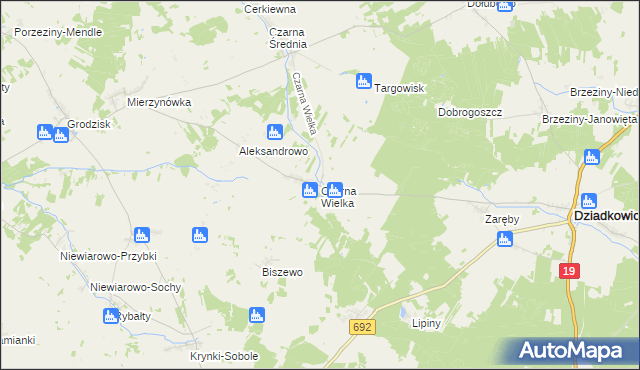 mapa Czarna Wielka, Czarna Wielka na mapie Targeo