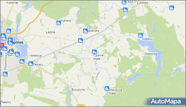 mapa Czarne Małe gmina Czaplinek, Czarne Małe gmina Czaplinek na mapie Targeo