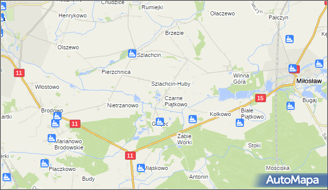 mapa Czarne Piątkowo, Czarne Piątkowo na mapie Targeo