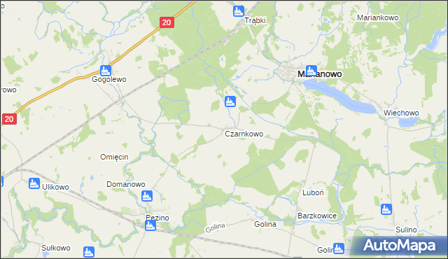 mapa Czarnkowo gmina Marianowo, Czarnkowo gmina Marianowo na mapie Targeo