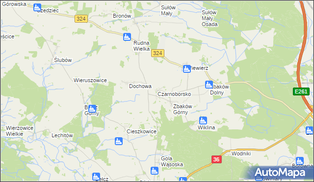 mapa Czarnoborsko, Czarnoborsko na mapie Targeo