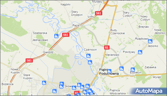 mapa Czarnocin gmina Piątnica, Czarnocin gmina Piątnica na mapie Targeo