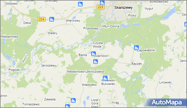 mapa Czarnocin gmina Skarszewy, Czarnocin gmina Skarszewy na mapie Targeo