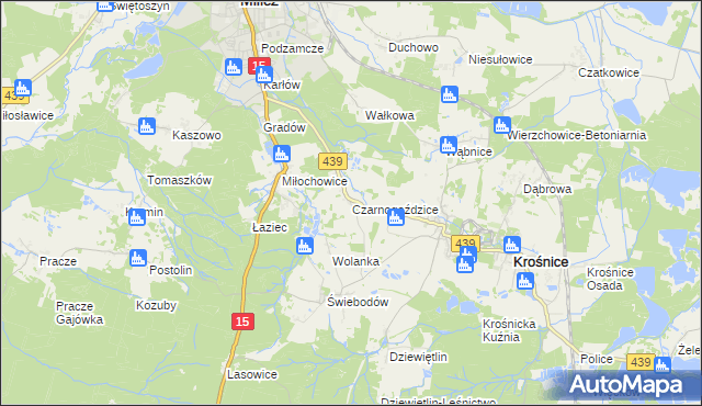 mapa Czarnogoździce, Czarnogoździce na mapie Targeo