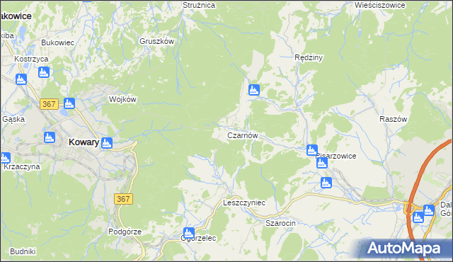 mapa Czarnów gmina Kamienna Góra, Czarnów gmina Kamienna Góra na mapie Targeo