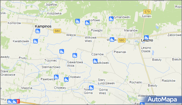 mapa Czarnów gmina Leszno, Czarnów gmina Leszno na mapie Targeo