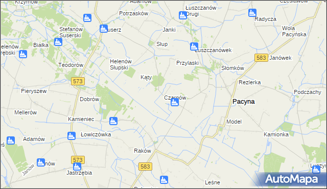 mapa Czarnów gmina Pacyna, Czarnów gmina Pacyna na mapie Targeo