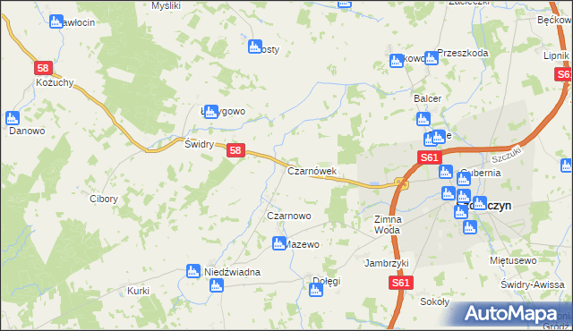 mapa Czarnówek, Czarnówek na mapie Targeo