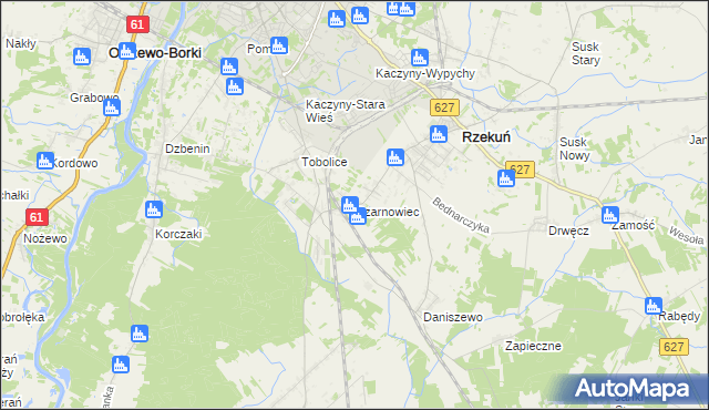 mapa Czarnowiec gmina Rzekuń, Czarnowiec gmina Rzekuń na mapie Targeo