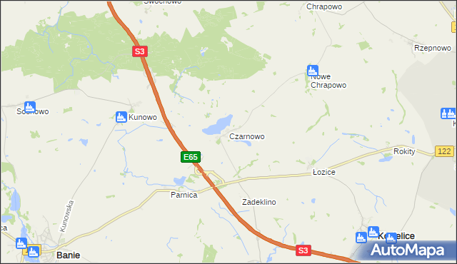 mapa Czarnowo gmina Kozielice, Czarnowo gmina Kozielice na mapie Targeo