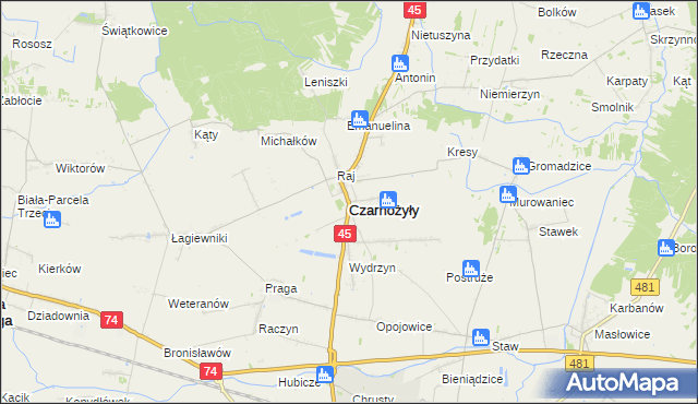 mapa Czarnożyły, Czarnożyły na mapie Targeo