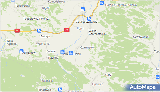 mapa Czarnystok gmina Radecznica, Czarnystok gmina Radecznica na mapie Targeo