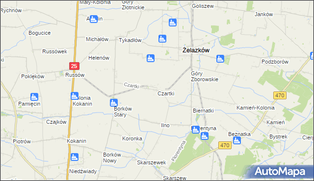 mapa Czartki gmina Żelazków, Czartki gmina Żelazków na mapie Targeo