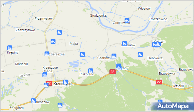 mapa Czartów, Czartów na mapie Targeo