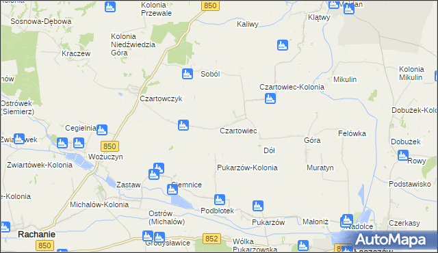 mapa Czartowiec gmina Tyszowce, Czartowiec gmina Tyszowce na mapie Targeo